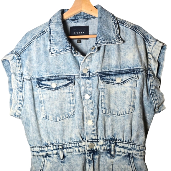 Blank NYC Acid Washed Denim Romper Women's Size Large - Picture 2 of 8